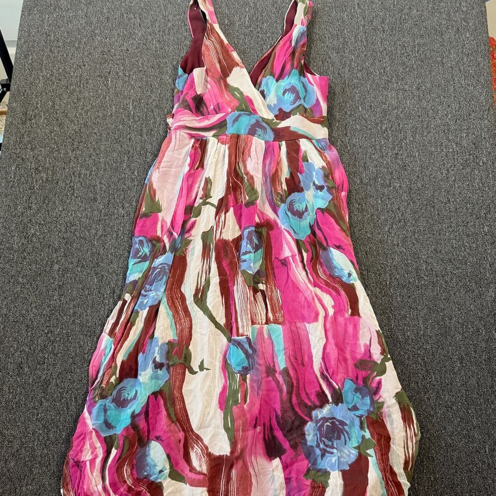 Vintage Y2k Signature by Robbie Bee 100% Silk Floral Pink Flowy Beach Dress S